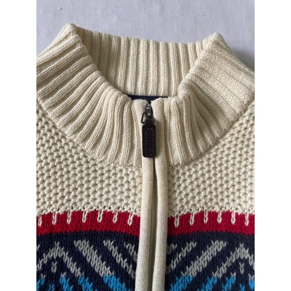 Izod Mens Cream Sweater L/G With Nordic Design 75% Cotton & 25% Acrylic - Picture 3 of 8